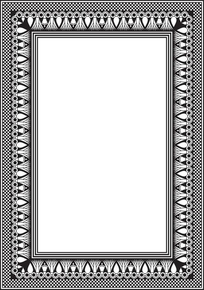 Vector monochrome black square Egyptian ornament. Endless Rectangle, Ring of Ancient Egypt. Geometric African frame