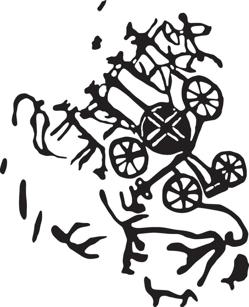 Vector petroglyph of Kazakhstan. Scythian drawing. Ancient images on the rocks.