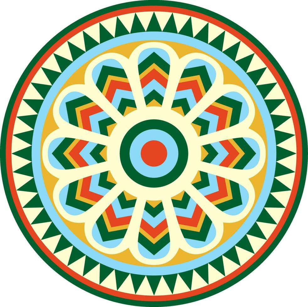 Vector colored round ancient persian ornament. National Iranian circle of ancient civilization