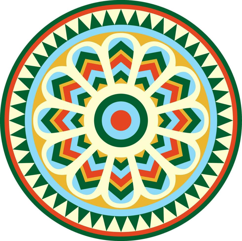 Vector colored round ancient persian ornament. National Iranian circle of ancient civilization