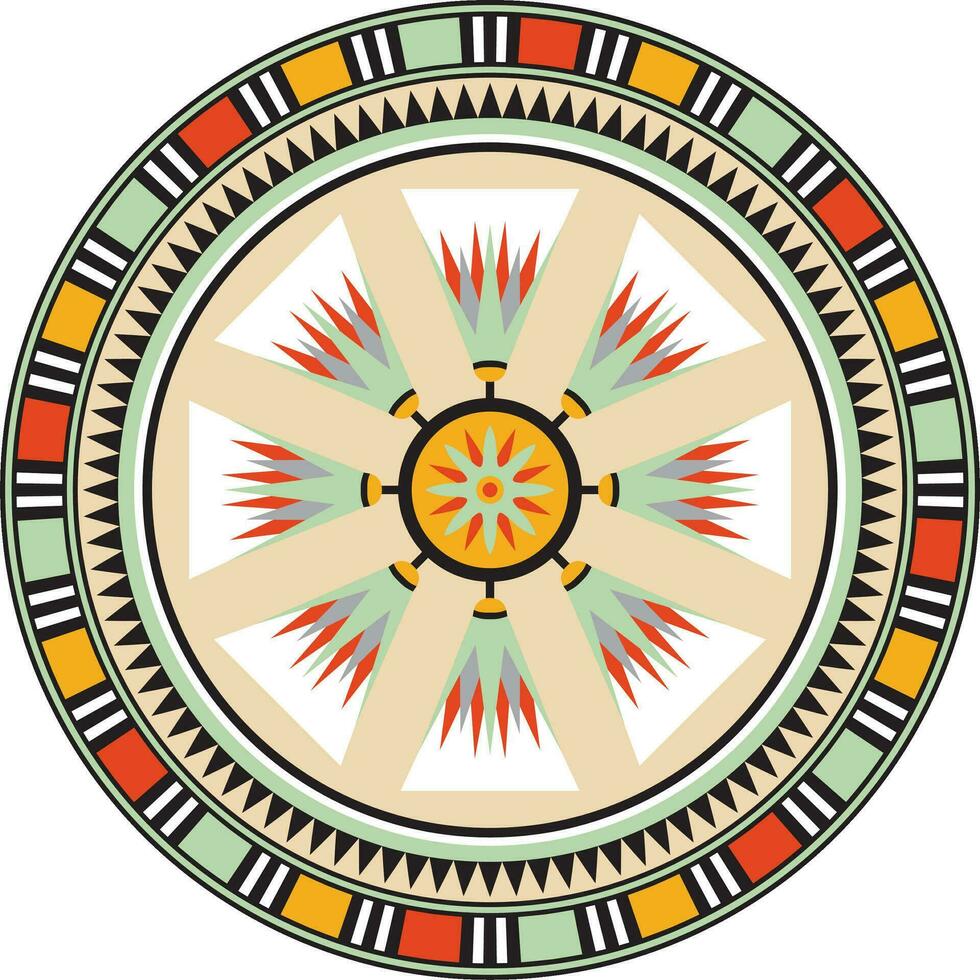 Vector round colored Egyptian ornament. Endless circle border, ancient Egypt frame