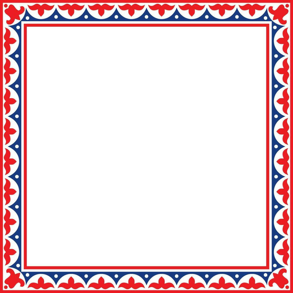 Vector colored square Kazakh national ornament. Ethnic pattern of the peoples of the Great Steppe, .Mongols, Kyrgyz, Kalmyks, Buryats. Square frame border