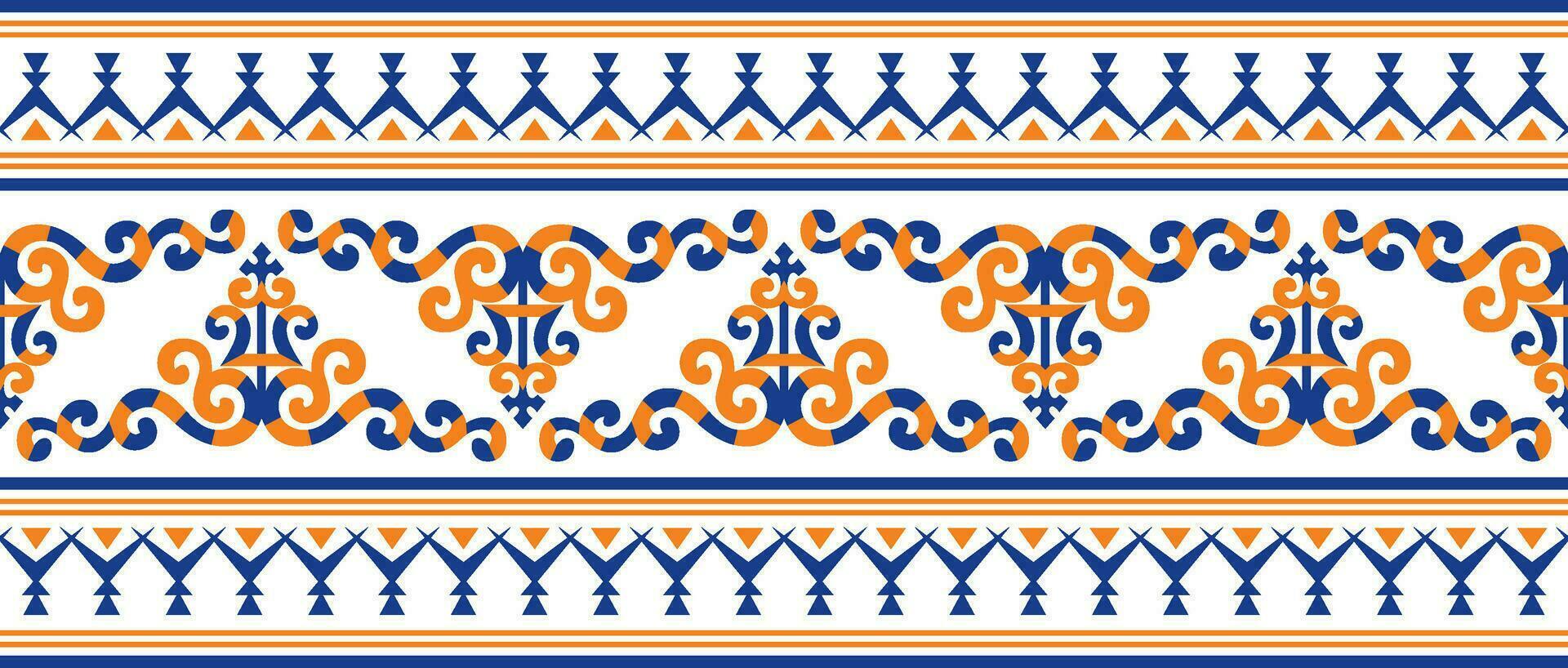 Vector colored seamless Yakut ornament. Endless border, frame of the northern peoples of the Far East