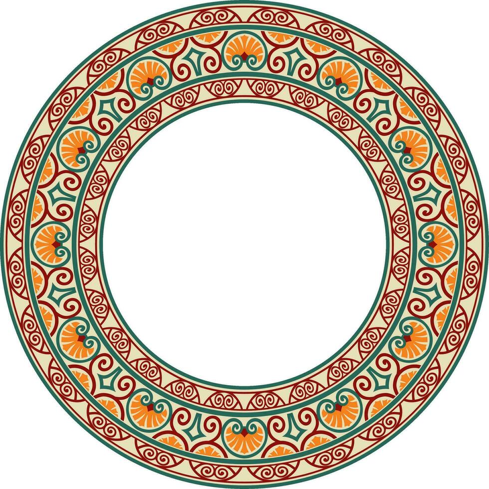 Vector colored round classical ornament of the renaissance era. Circle, ring european border, revival style frame