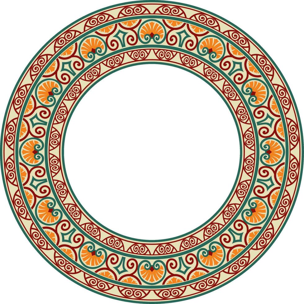 Vector colored round classical ornament of the renaissance era. Circle, ring european border, revival style frame