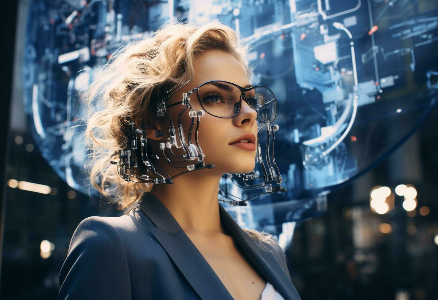 Ai generative Double Exposure of a Business women in the Cityscape Embodies Success and Future Plans realistic photo