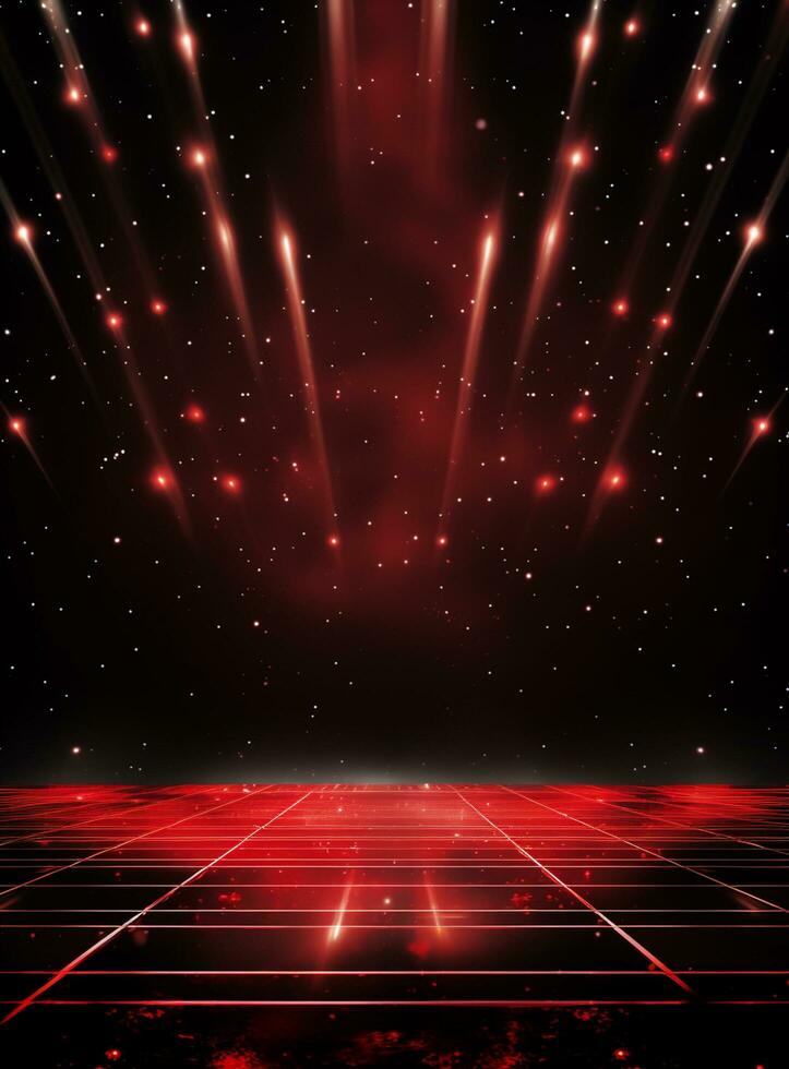 Ai generative Backdrop With Illumination Of Red Spotlights For Flyers realistic image ultra hd high design photo