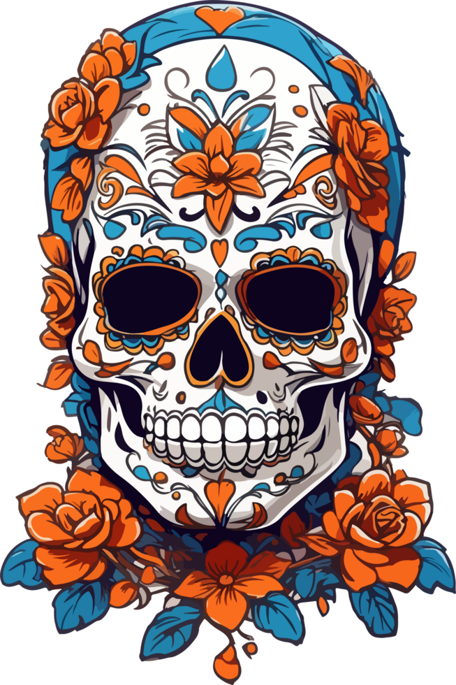 Sugar Skull Day of The Dead PNG Transparent AI Generative