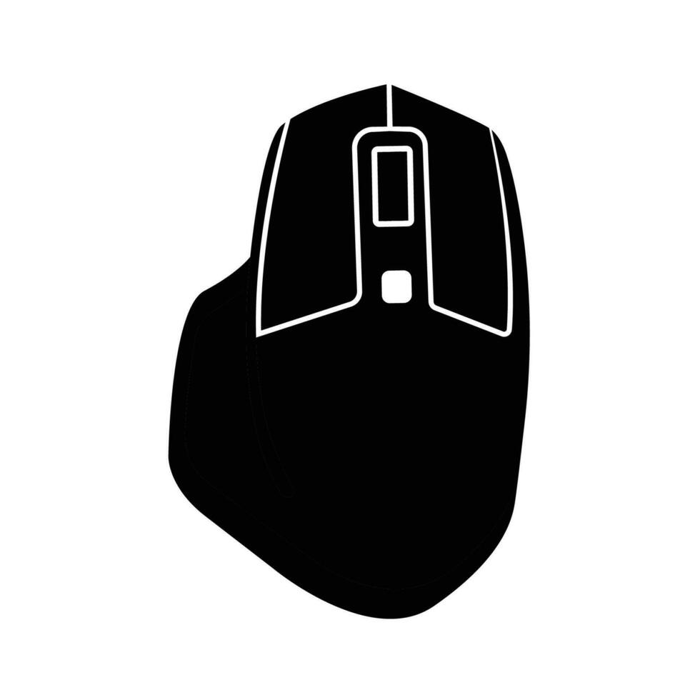 Gaming Mouse Silhouette. Black and White Icon Design Elements on Isolated White Background vector