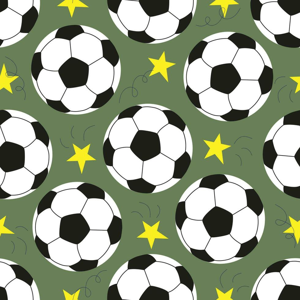 vector sin costura modelo con fútbol pelota y estrellas en dibujos animados estilo. fútbol americano vector antecedentes