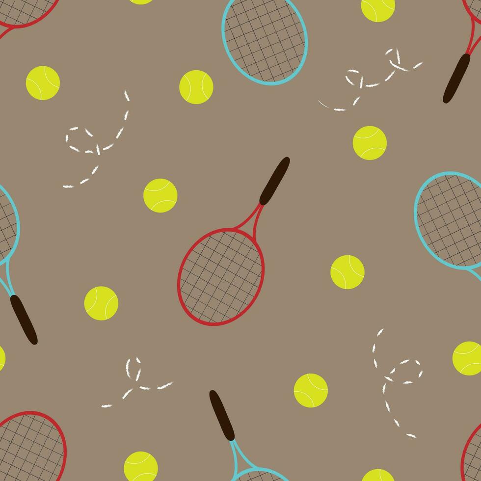 vector sin costura modelo con tenis raquetas y pelotas en dibujos animados estilo. vector tenis antecedentes