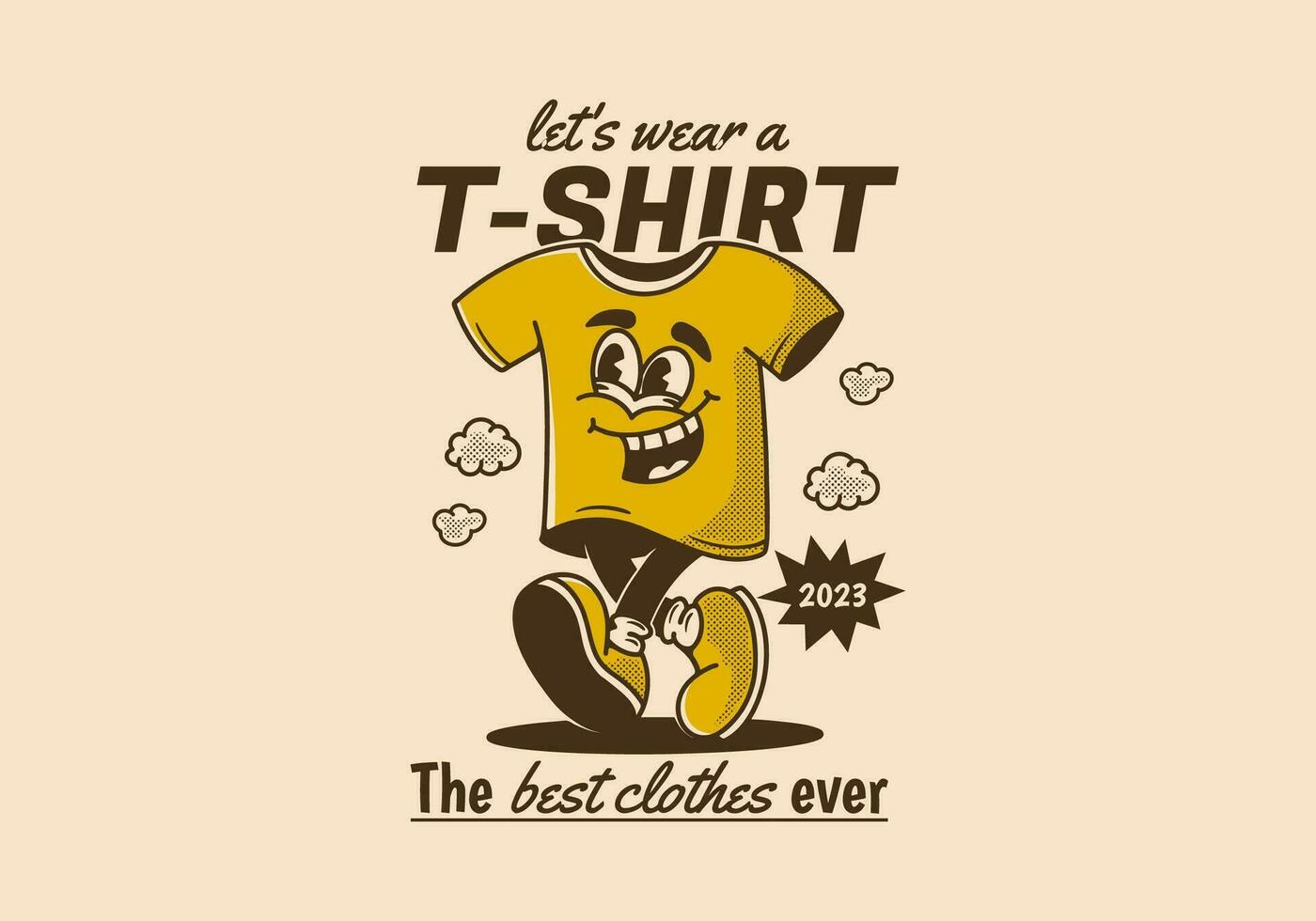 camiseta, el mejor ropa alguna vez. mascota personaje ilustración de caminando camiseta vector