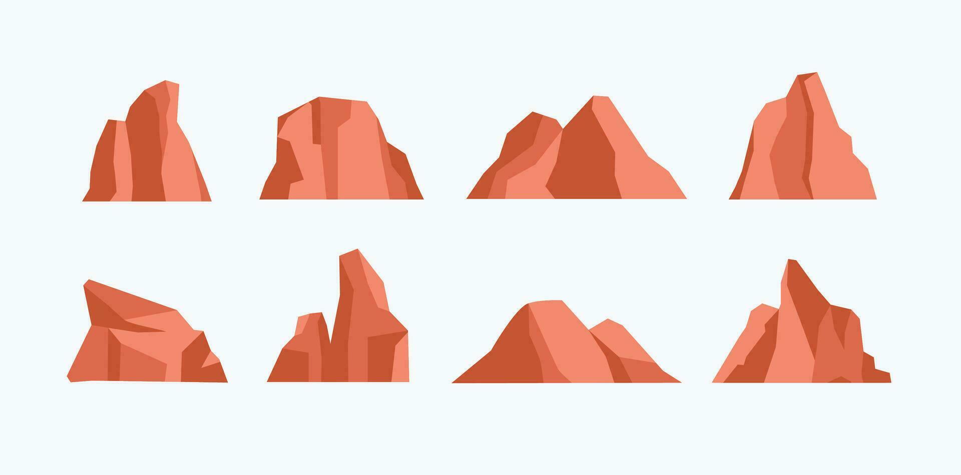 montaña y rock paisaje icono colocar, naturaleza vector ilustración