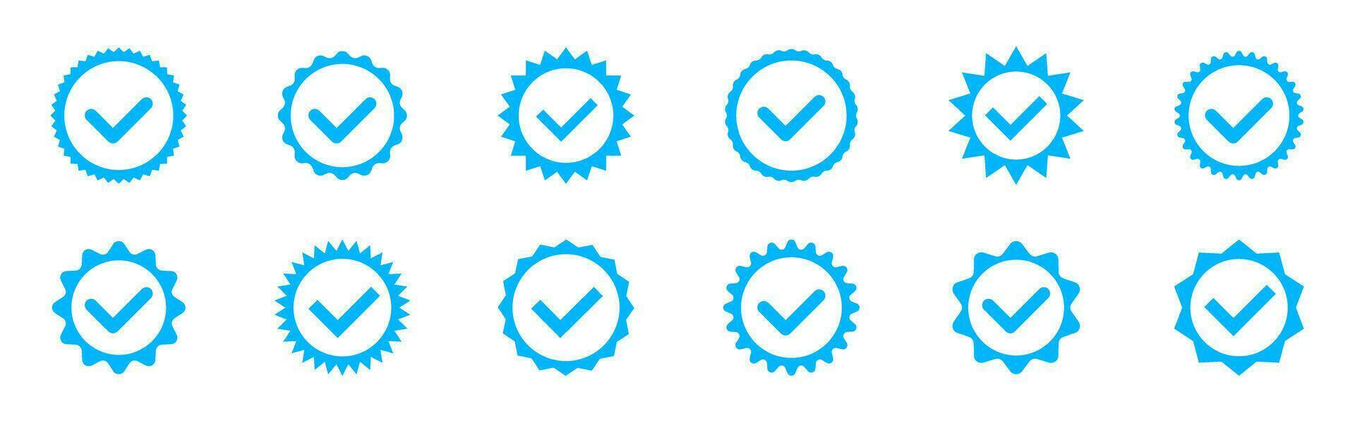 Account verification icon empty inside. Social media verification icons. Verified badge profile set. Blue check mark icon. vector