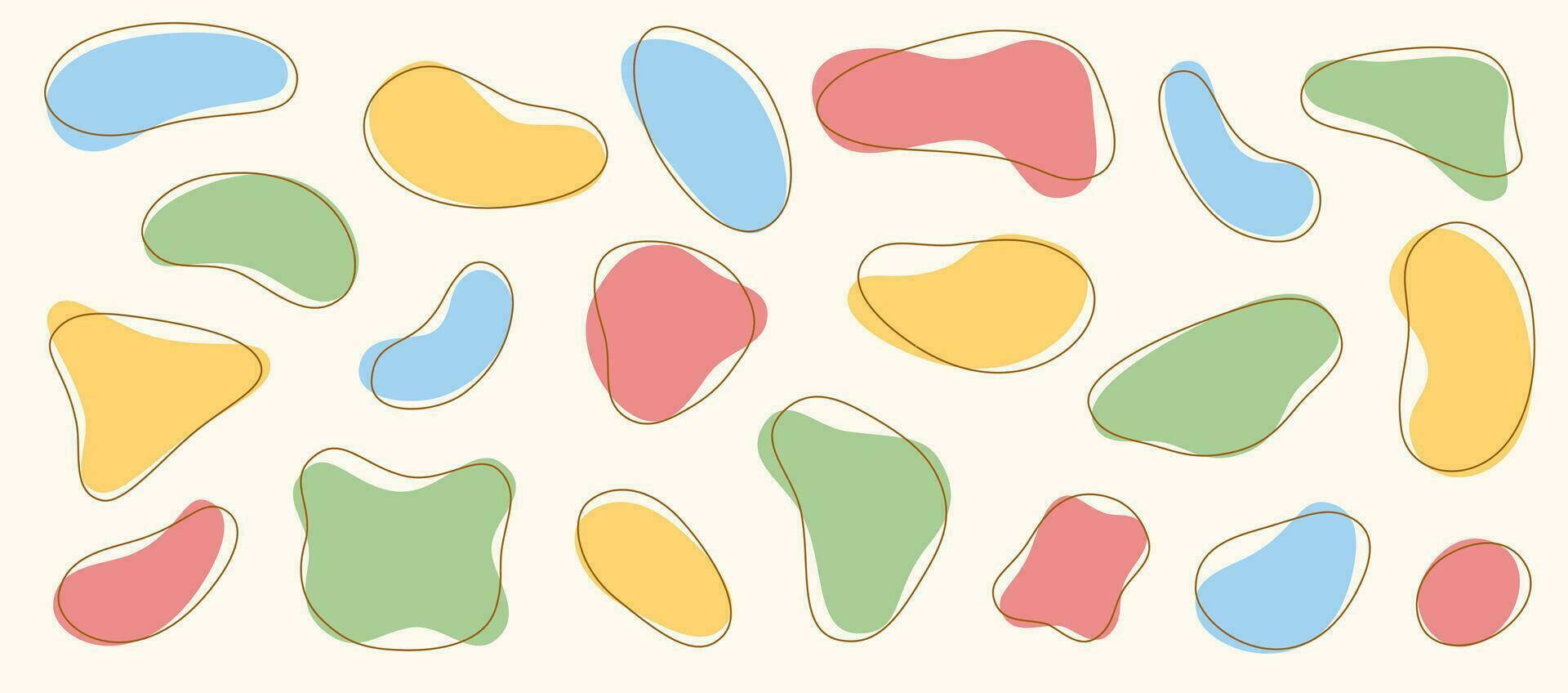 Liquid shape elements icon set. Fluid dynamical colored forms banner. shape with stroke. Memphis style collection vector