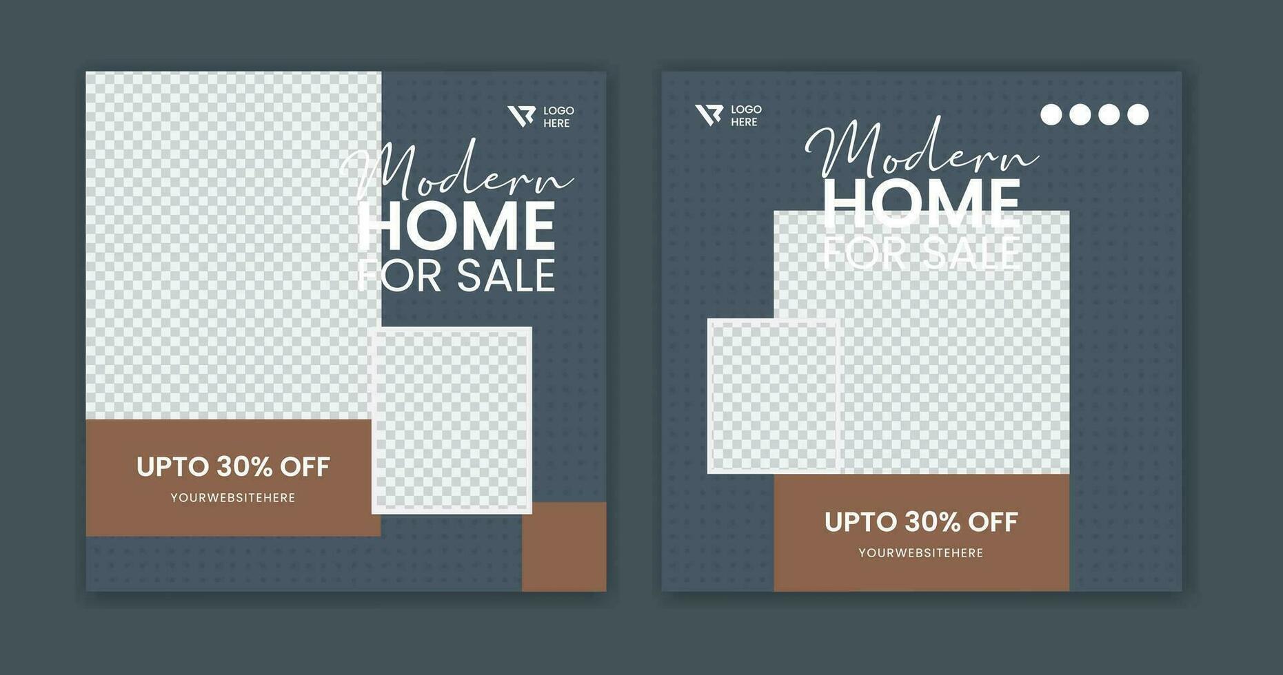 Modern Real estate social media post, residential house template, square home banner design vector