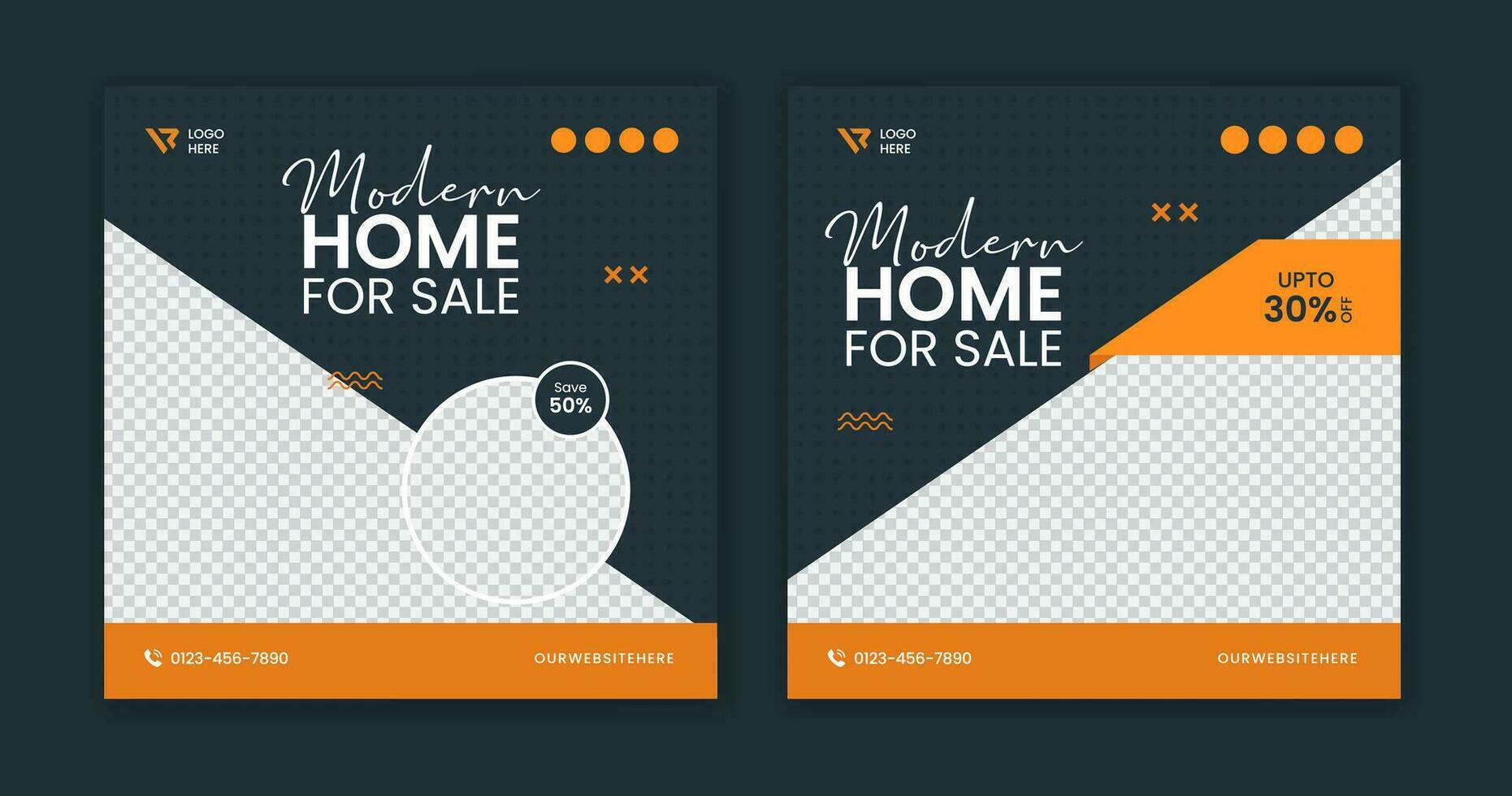 Modern Real estate social media post, residential house template, square home banner design vector