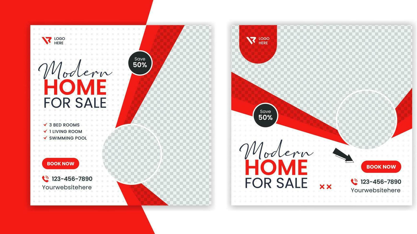 Modern Real estate social media post, residential house template, square home banner design vector