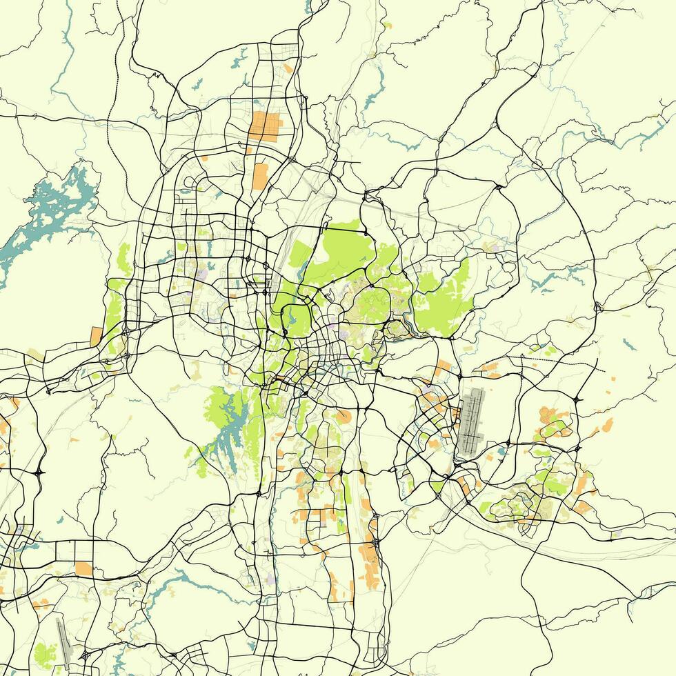 Map of Guiyang, Guizhou, China vector