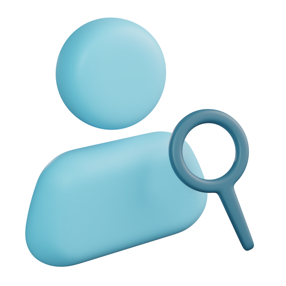 3D Illustration of Blue Search Employee png
