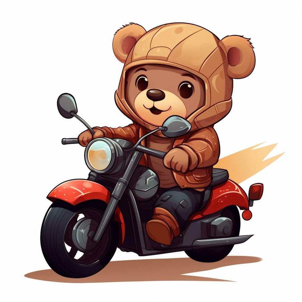 linda pequeño oso montando moto foto