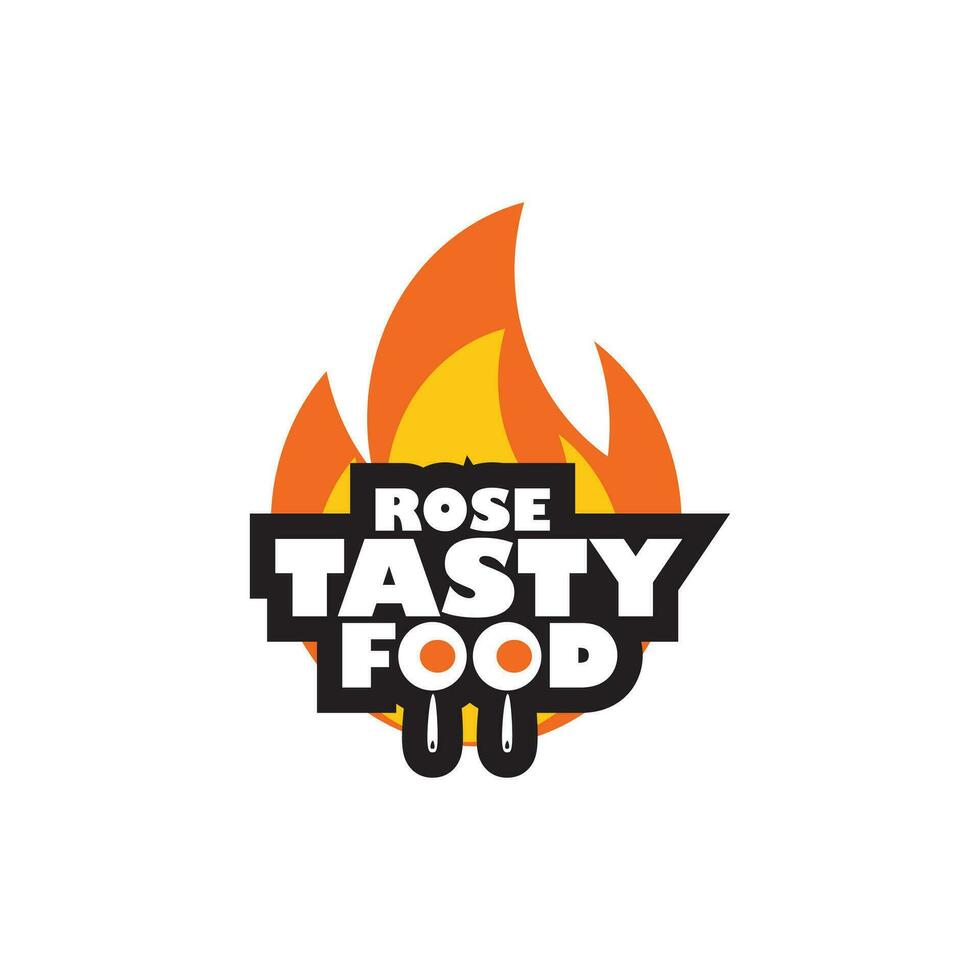 restaurante fuego comida logo diseño icono vector