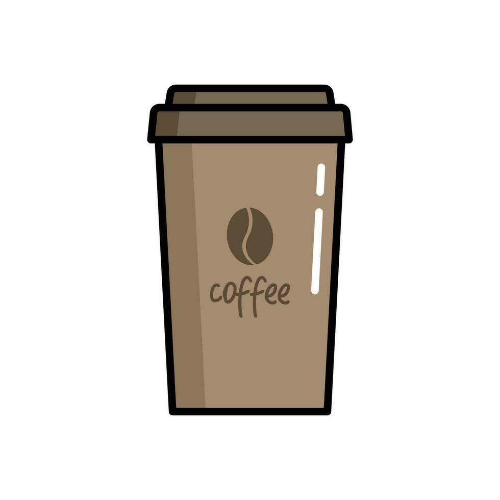 Vector illustration of an isolated coffee cup on a white background. Flat style plastic coffee cup.