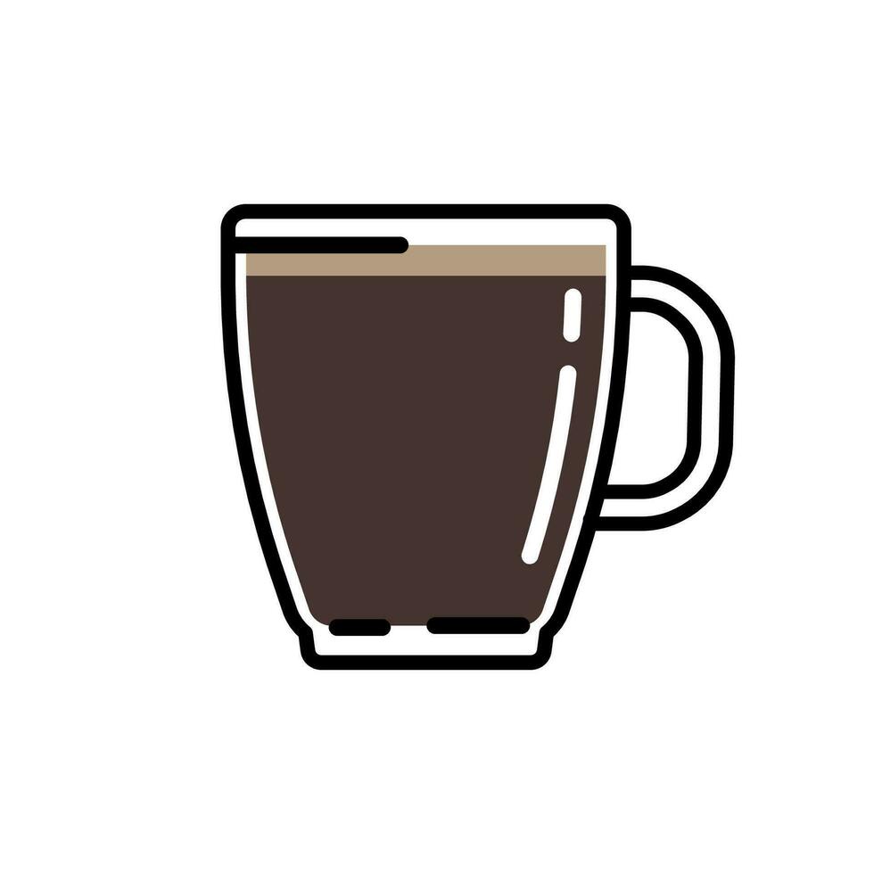 vector ilustración de un aislado negro café taza en un blanco antecedentes. plano estilo vaso café taza.