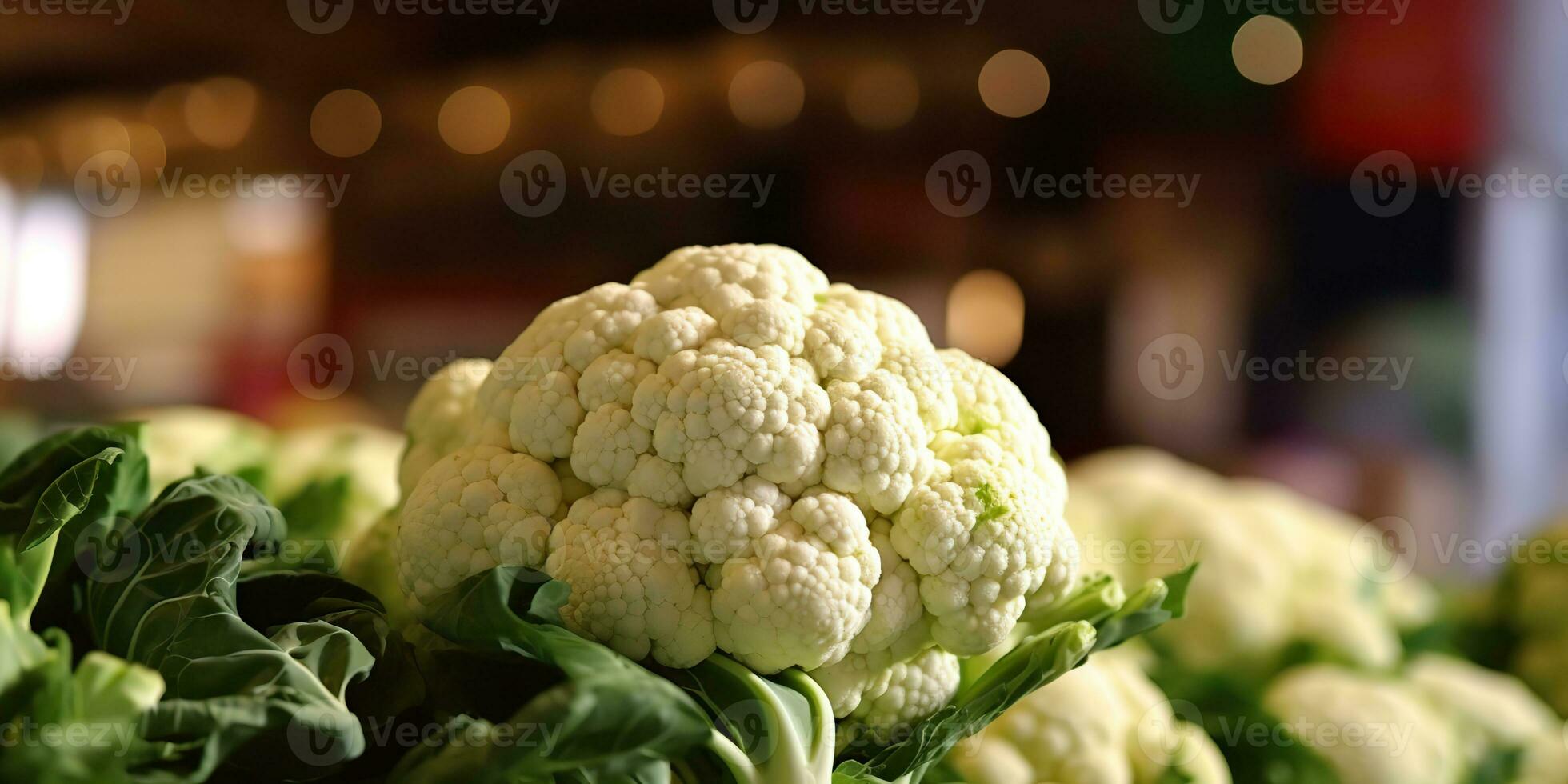 AI Generated. AI Generative. Fresh green white eco organic cauliflower vegetable food. Store promotion background. Graphic Art photo