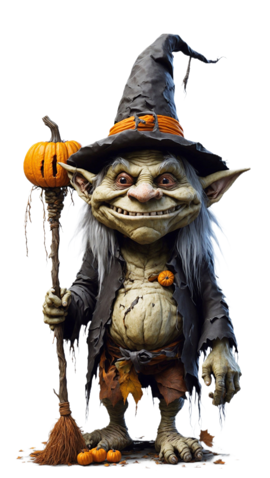 halloween witch and pumpkin transparent AI Generative png