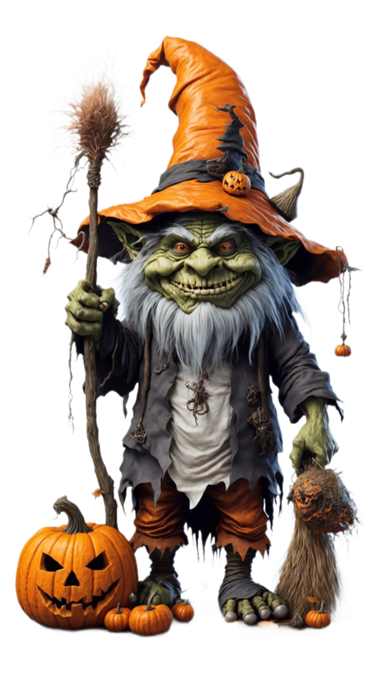 halloween witch and pumpkin transparent AI Generative png