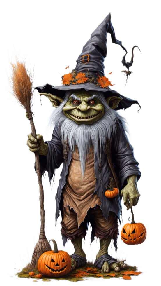 halloween witch and pumpkin transparent AI Generative png