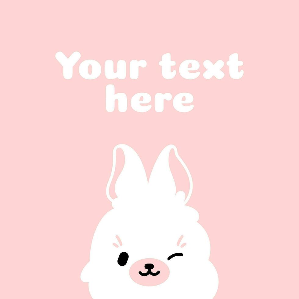 enviar modelo para social redes, postales linda blanco conejito, Conejo en un rosado antecedentes. para niños vector ilustración.