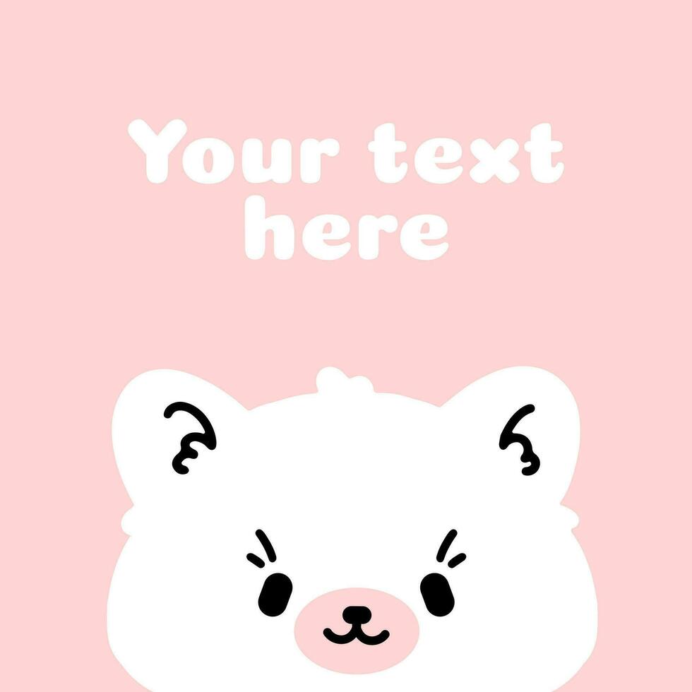 enviar modelo para social redes, postales linda blanco oso, gatito en un rosado antecedentes. para niños vector ilustración.