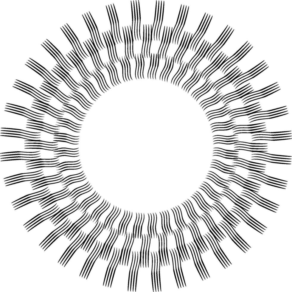 Sun rays, abstract hand drawn brushes rays sun, circle ray vector