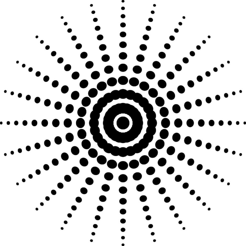 Halftone, sun rays pop art compositions, points reduced circle glow vector