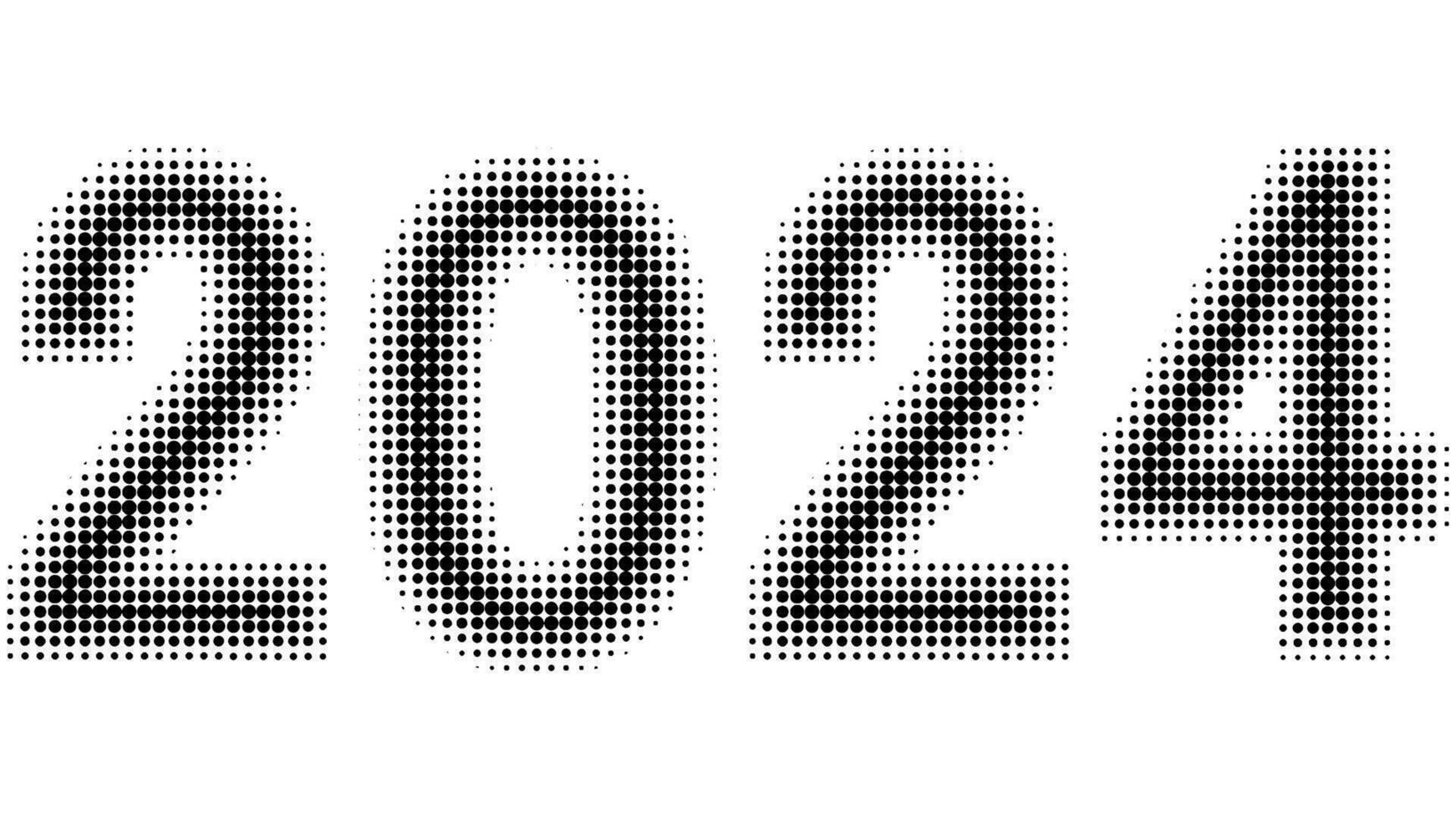 2024 new year halftone number font effect, 2024 halftone 24 vector