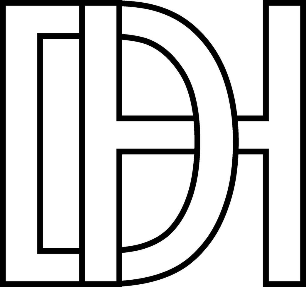 logo firmar dh hd icono firmar entrelazado letras re h vector