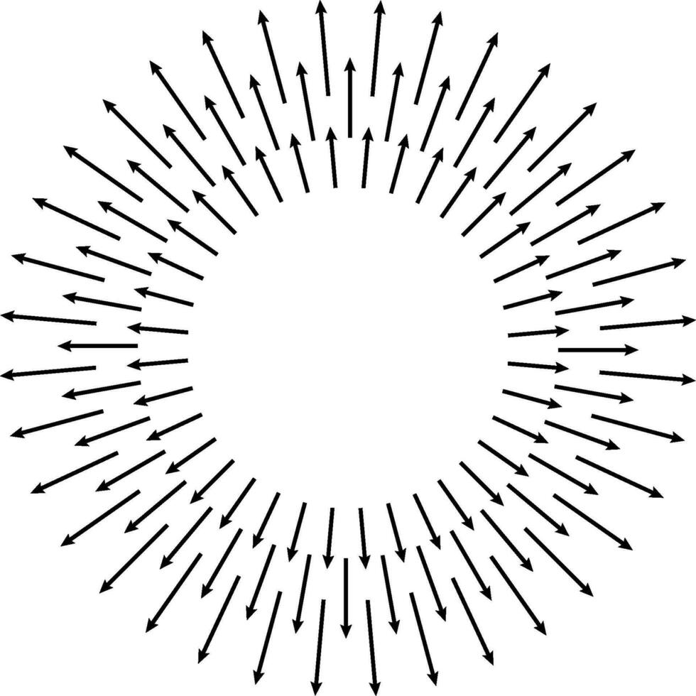 Sun rays, abstract hand drawn, brushes rays, sun circle ray vector
