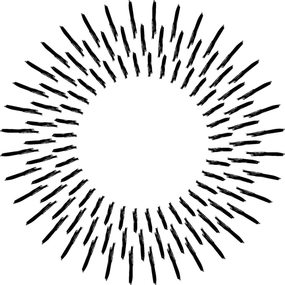 Sun rays, abstract hand drawn, brushes rays sun circle ray vector