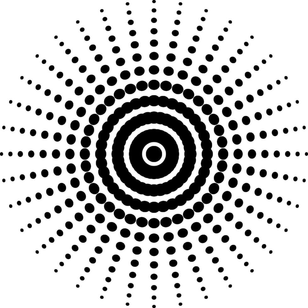 Halftone sun rays pop art compositions, points reduced circle glow vector