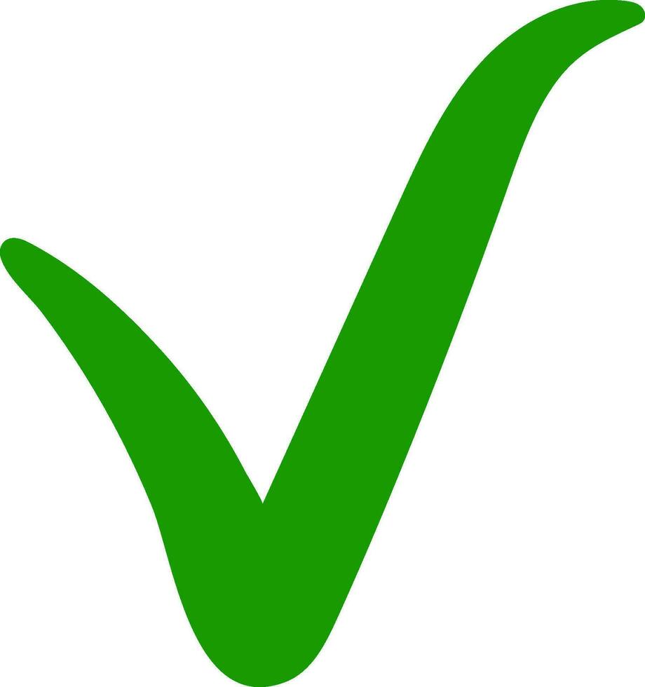 Green check mark, ok sign approval, right choice vector