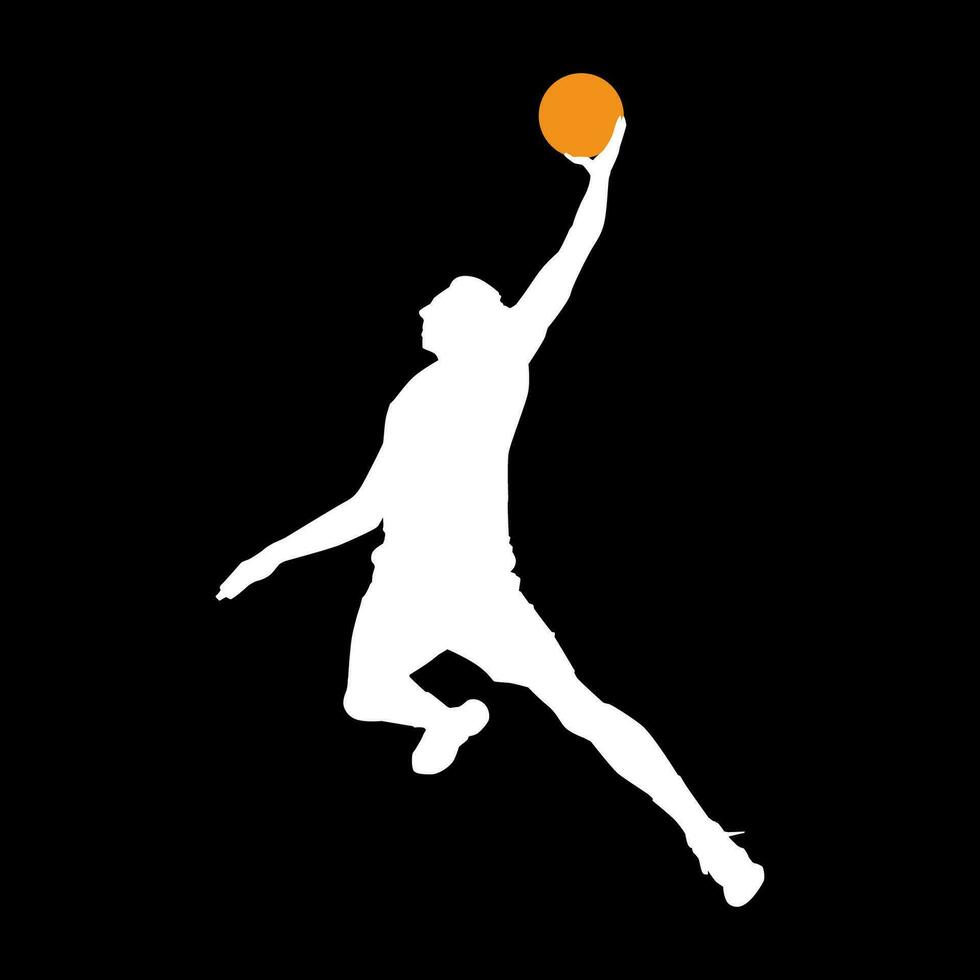 alto detalles de baloncesto jugador silueta. mínimo símbolo y logo de deporte. ajuste para elemento diseño, fondo, bandera, fondo, cubrir. vector eps 10