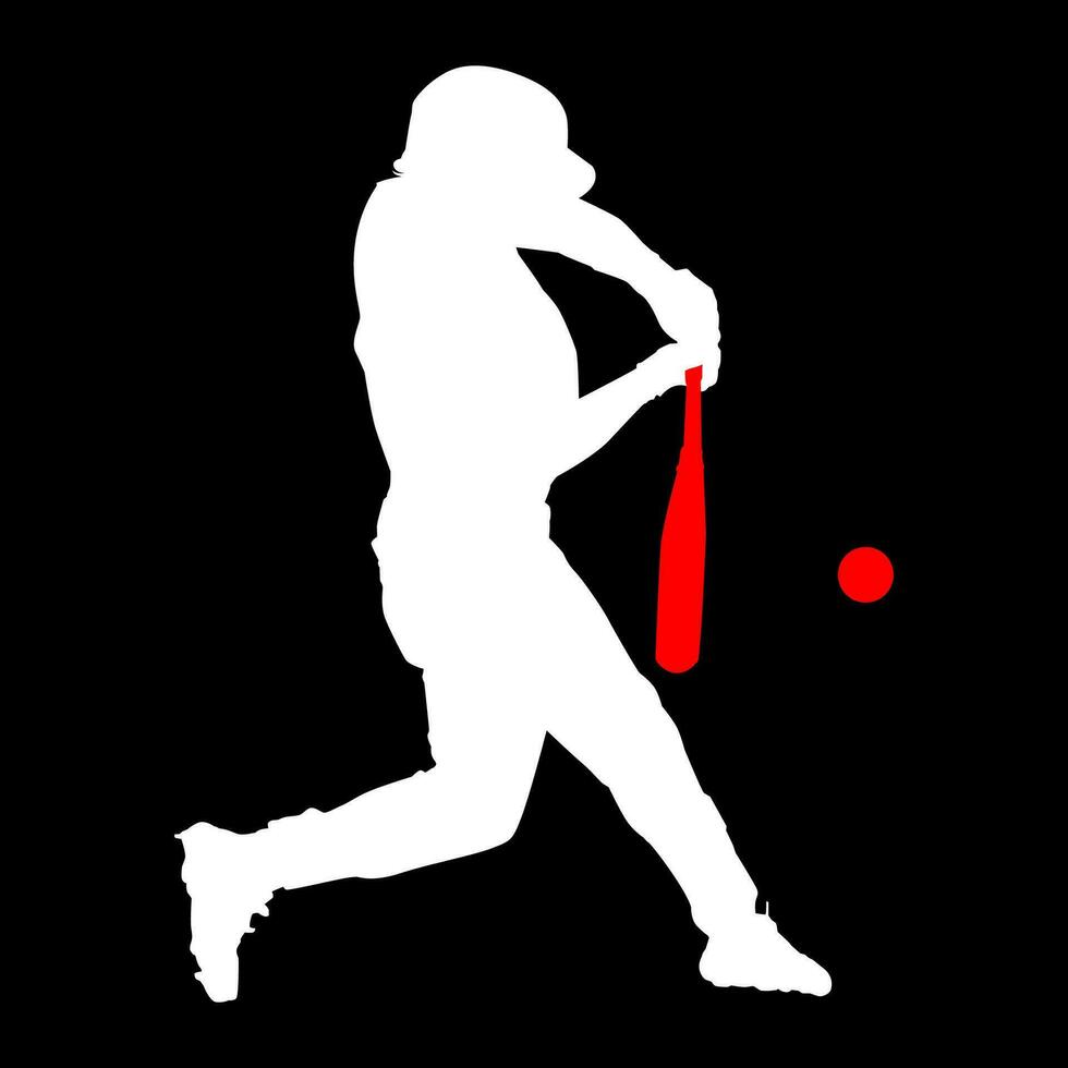 High details of baseball player silhouette. Minimal symbol and logo of sport. Fit for element design, background, banner, backdrop, cover. Vector Eps 10