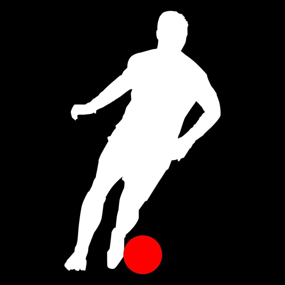 alto detalles de fútbol jugador silueta. mínimo símbolo y logo de deporte. ajuste para elemento diseño, fondo, bandera, fondo, cubrir. vector eps 10