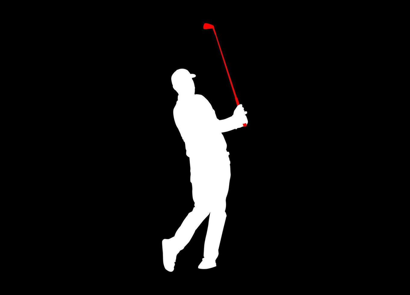 alto detalles de golf jugador silueta. mínimo símbolo y logo de deporte. ajuste para elemento diseño, fondo, bandera, fondo, cubrir. vector eps 10