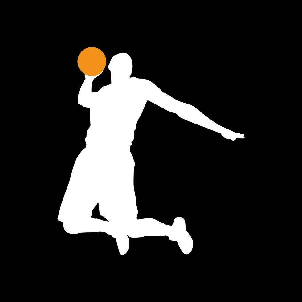 High details of basketball player silhouette. Minimal symbol and logo of sport. Fit for element design, background, banner, backdrop, cover. Vector Eps 10