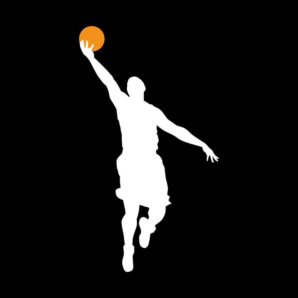 High details of basketball player silhouette. Minimal symbol and logo of sport. Fit for element design, background, banner, backdrop, cover. Vector Eps 10