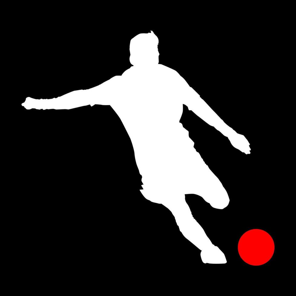High details of soccer player silhouette. Minimal symbol and logo of sport. Fit for element design, background, banner, backdrop, cover. Vector Eps 10