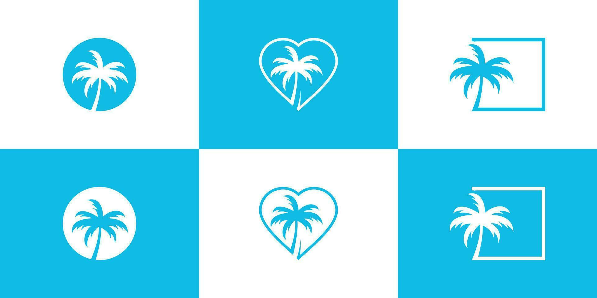 Set palm logo design with creative concept Premium Vector